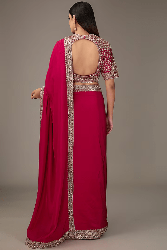 Red Silk Saree Set - Image 2