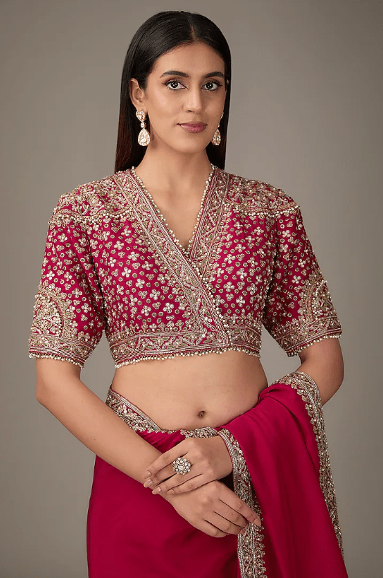 Red Silk Saree Set - Image 3