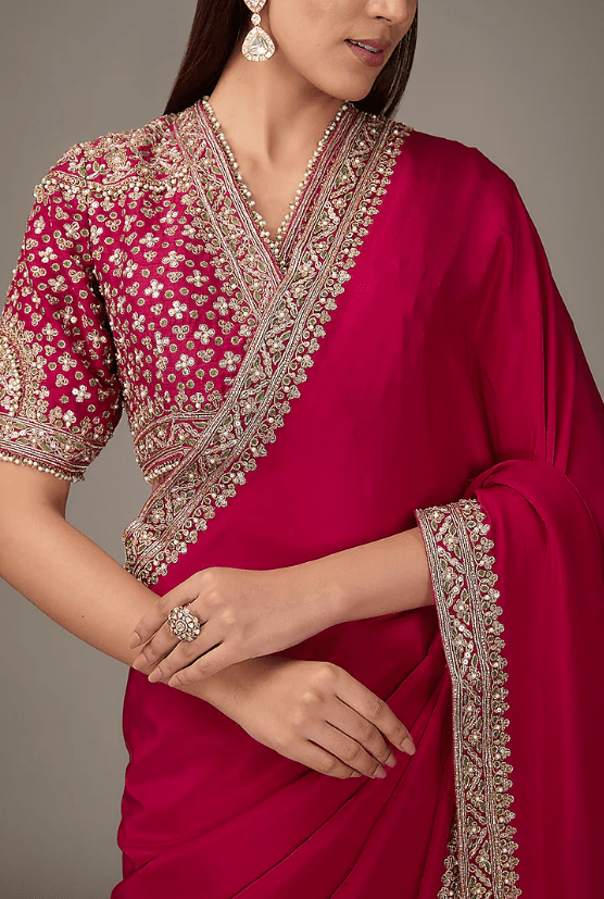 Red Silk Saree Set - Image 5
