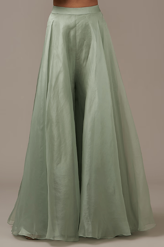 Sage Green Organza Sharara Set - Image 3