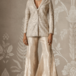 Water Gold Tissue Embroidered Jacket Set