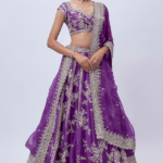 Purple Raw Silk Hand Embroidered Lehenga Set