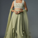 Mint Green Chiffon Organza Lehenga Set