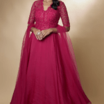 Fuchsia Organza Embroidered Anarkali Set