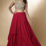Red Organza Skirt Set