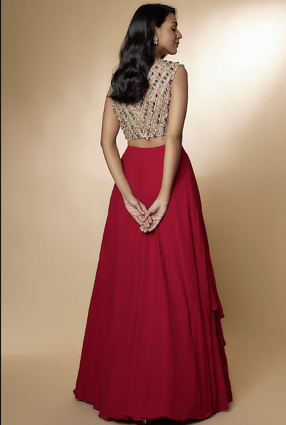 Red Organza Skirt Set - Image 2