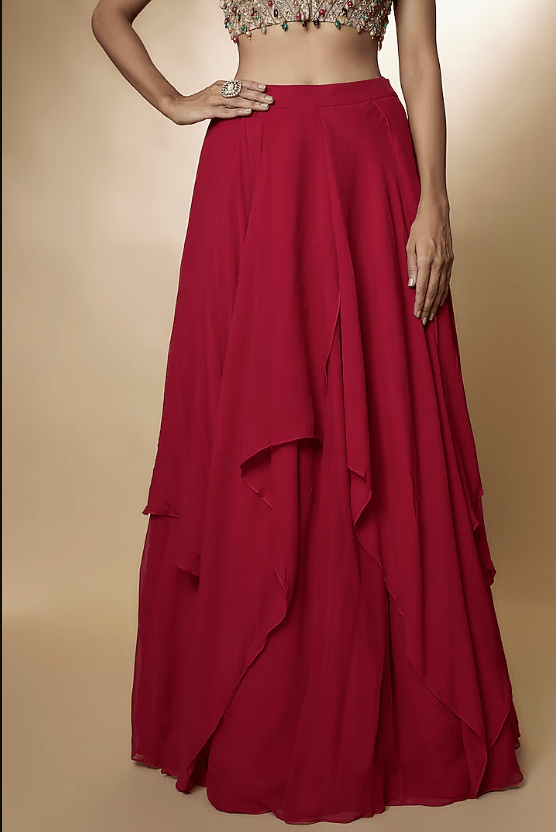 Red Organza Skirt Set - Image 3