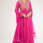 Fuchsia Silk Embroidered Anarkali Set