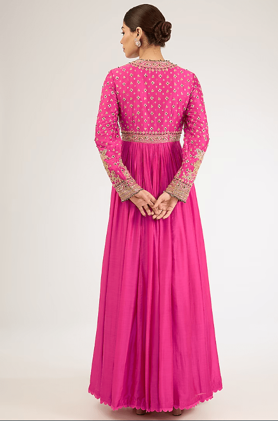 Fuchsia Silk Embroidered Anarkali Set - Image 2