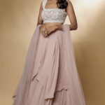 Dusty Pink Chiffon & Organza Lehenga Set