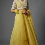 Yellow Organza & Chiffon Lehenga Set