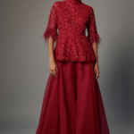 Red Organza Sharara Set
