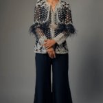 Navy Blue Georgette Pant Set