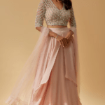 Dusty Pink Chiffon Organza Lehenga Set