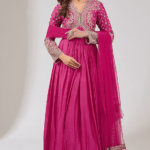 Fuchsia Fine Silk Embroidered Anarkali Set