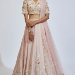 Dusty Pink Organza & Net Embroidered Lehenga Set