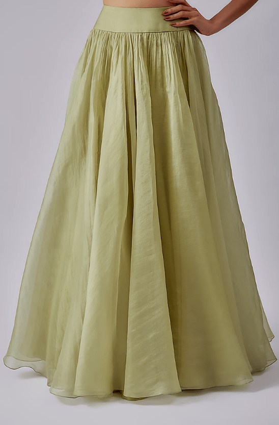 Mint Green Organza Jacket Lehenga Set - Image 3