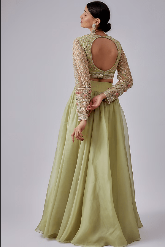 Mint Green Organza Lehenga Set - Image 2