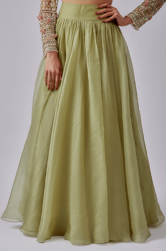 Mint Green Organza Lehenga Set - Image 3