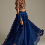 Deep Blue Organza Lehenga Set