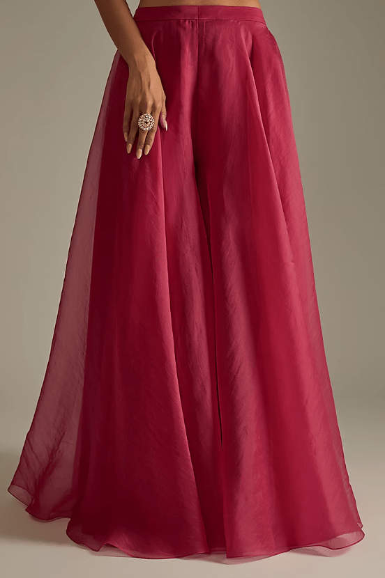 Deep Fuchsia Organza Lehenga Set - Image 3