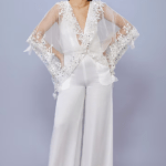 Ivory Blended Satin Jumpsuit With Kaftan