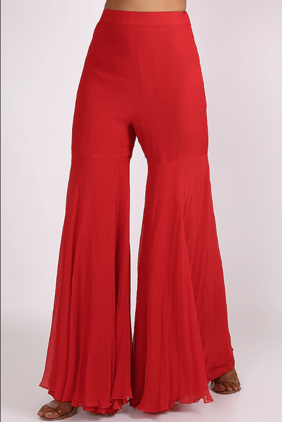 Red Embroidered Sharara Set - Image 4