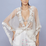 Ivory Net Sequins Embroidered Kaftan