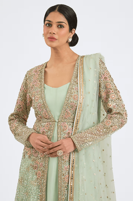 Aqua Net Resham Embroidered Jacket Set - Image 5