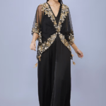 Black Net Jumpsuit With Kaftan