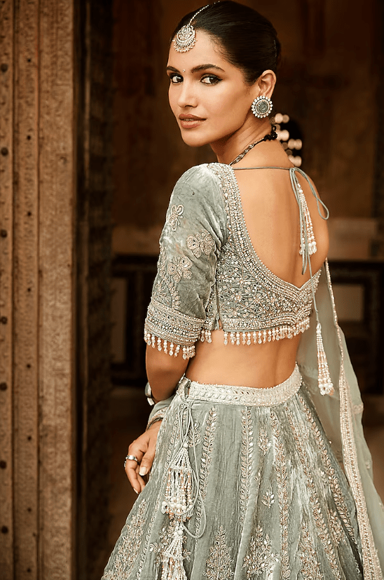 Mint Green Embroidered Lehenga Set - Image 2