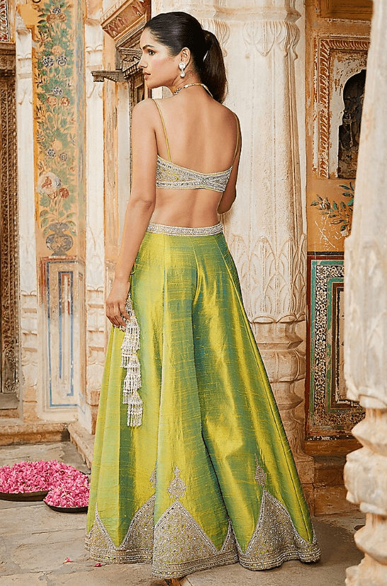 Green & Gold Embellished Sharara Set - Image 3