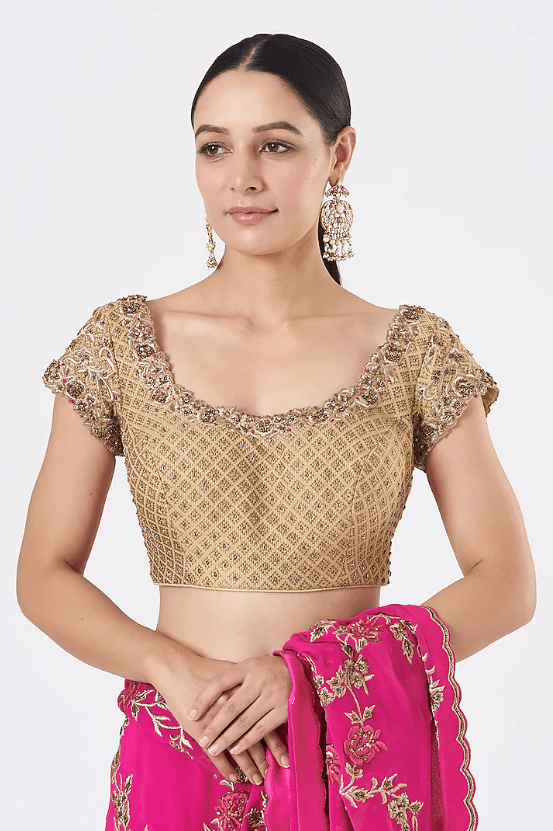 Fuchsia Georgette Saree Set - Image 3