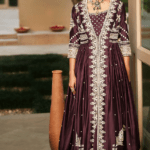Rusted Wine Hand Embroidered Jacket Lehenga Set