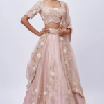 Flamingo Pink Organza Resham Work Lehenga Set