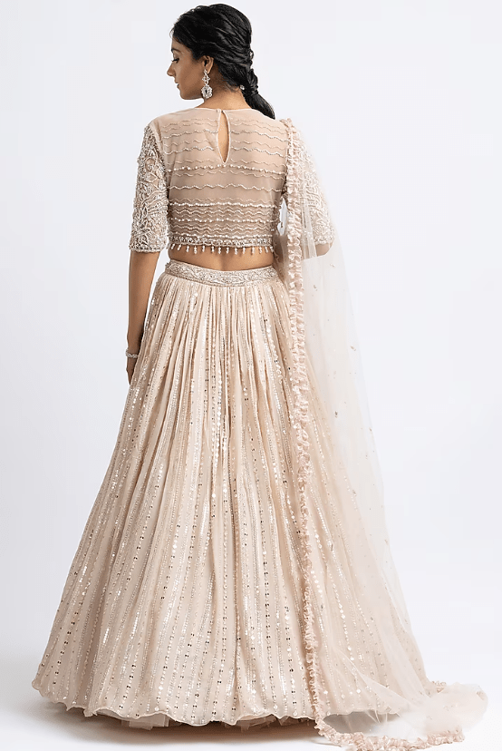 Blush Net Mirror Embroidered Lehenga Set - Image 2