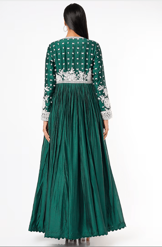 Teal Blue Embroidered Anarkali Set - Image 2