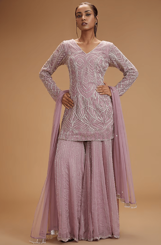 Lilac Organza Sharara Set
