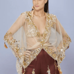 Gold Net Mirror & Sequins Embroidered Kaftan