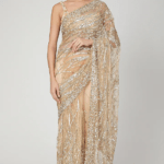 Nude Fine Net Sequins Embroidered Saree Set