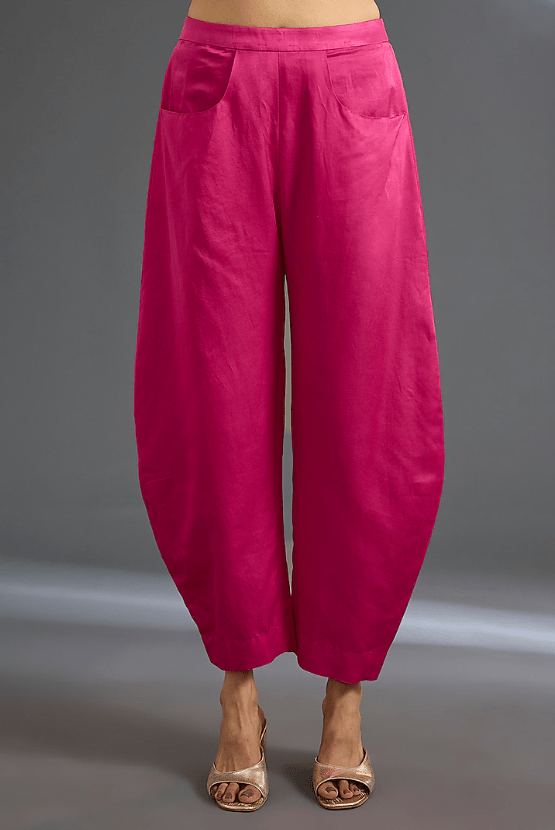 Fuchsia Habutai Silk Kurta Set - Image 3