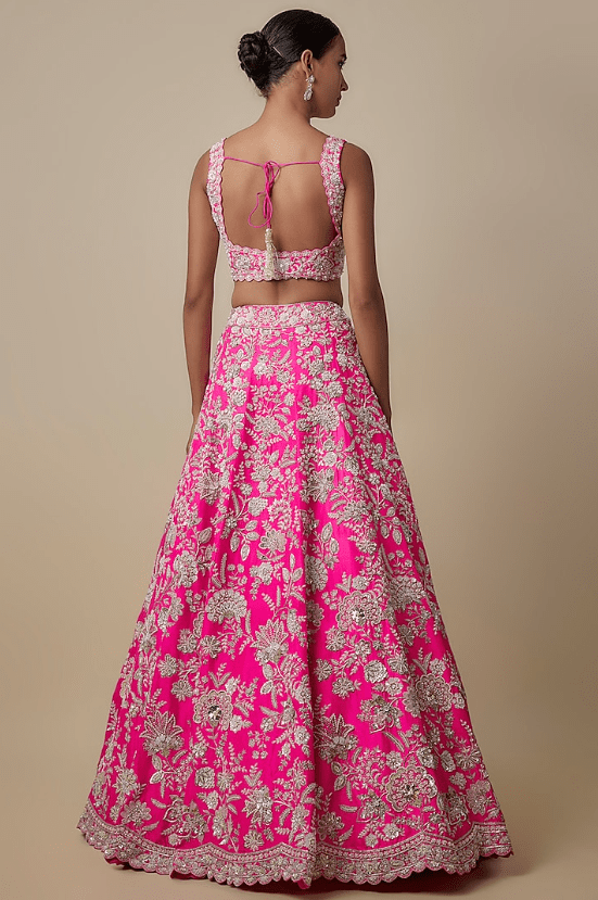 Pink Silk Lehenga Set - Image 2