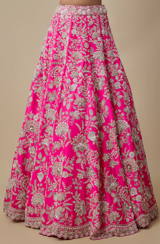Pink Silk Lehenga Set - Image 3