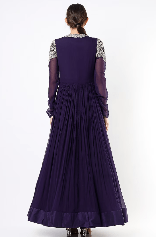 Violet Embroidered Anarkali Set - Image 2