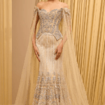 Gold Tulle Sequins Hand Embroidered Concept Structured Saree Set