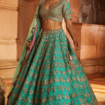Teal Organza Gota Embroidered Lehenga Set