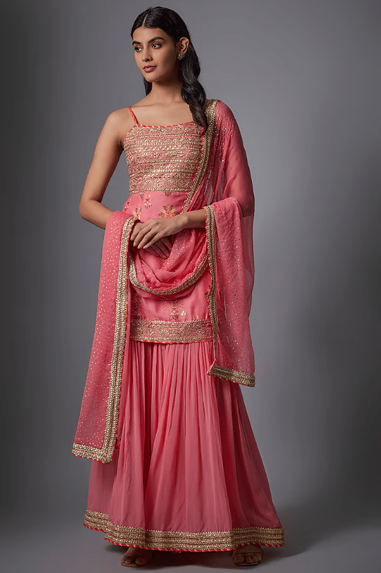 Pink Georgette Sharara Set