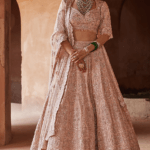 Blush Pink Raw Silk Crystal Embellished Lehenga Set