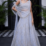 Powder Blue Hand Embroidered Lehenga Set