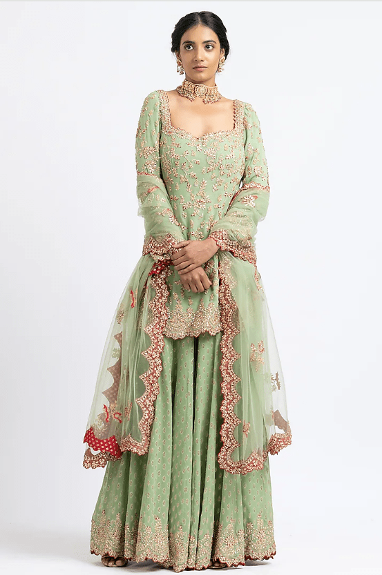 Jade Green Georgette Sharara Set
